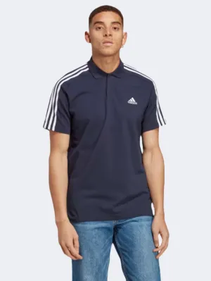 Adidas Essentials 3S Pique Small Logo Men Sportswear Polo Long Sleeve Legend Ink/White