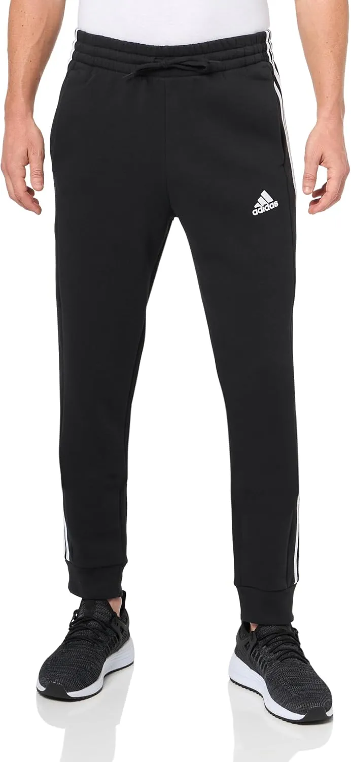 adidas Men's Essentials 3-Stripes Fleece Tapered Cuff Pants
