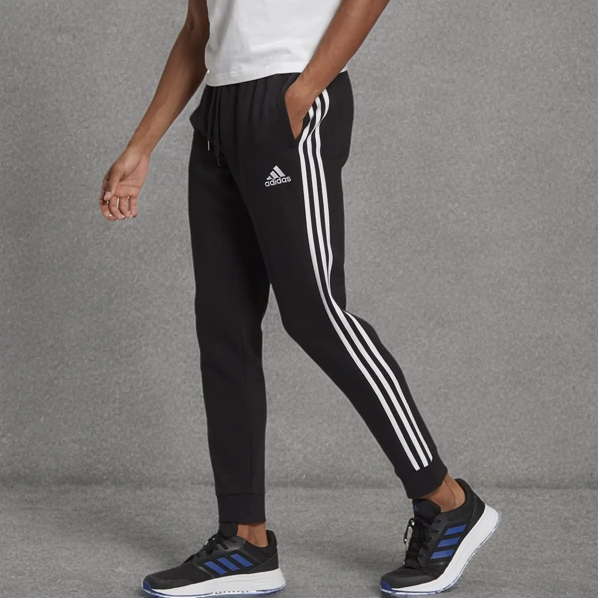 adidas Men's Essentials 3-Stripes Fleece Tapered Cuff Pants