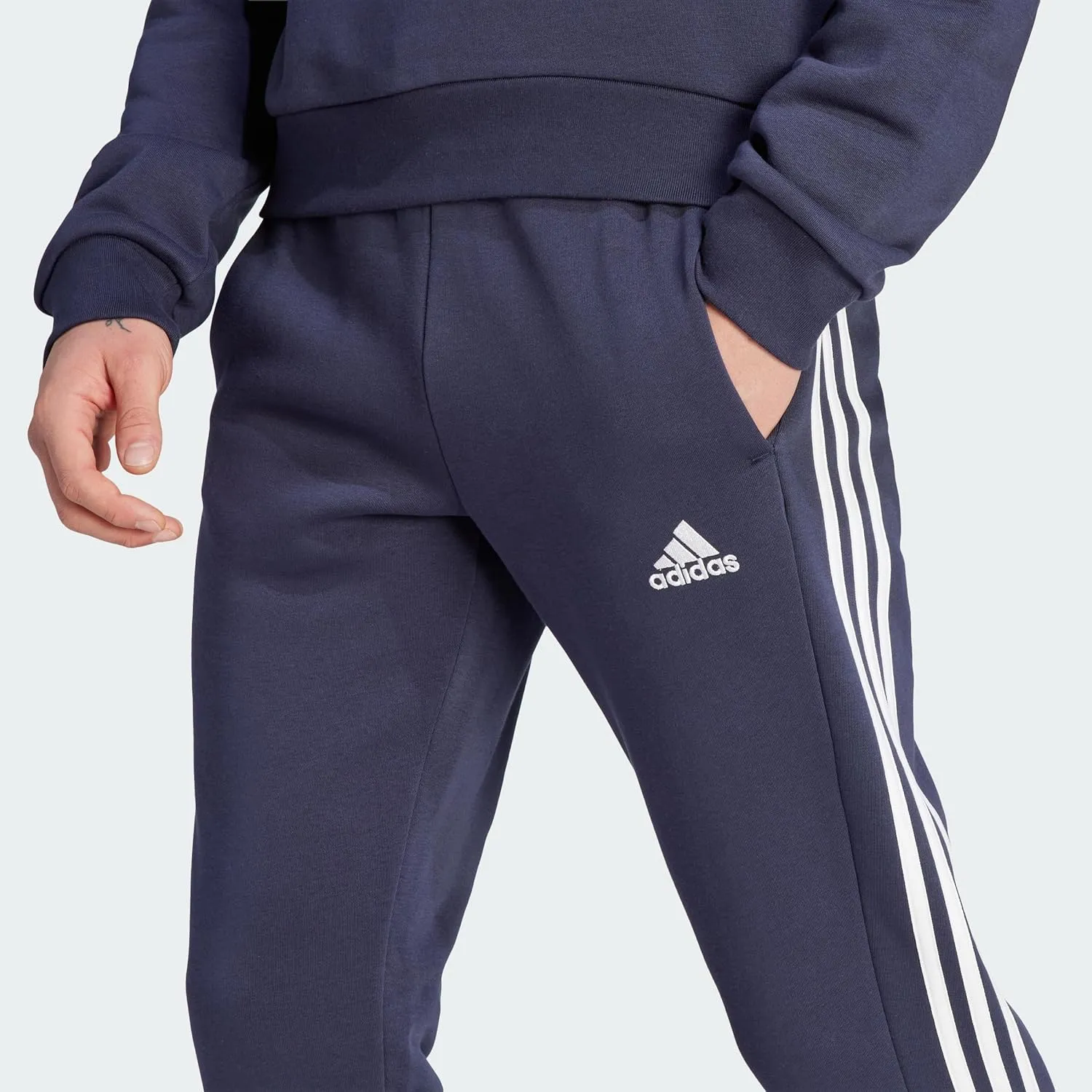 adidas Men's Essentials 3-Stripes Fleece Tapered Cuff Pants