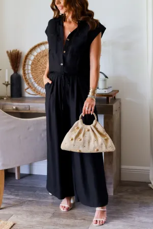 Aubree Top & Pant Set- Black