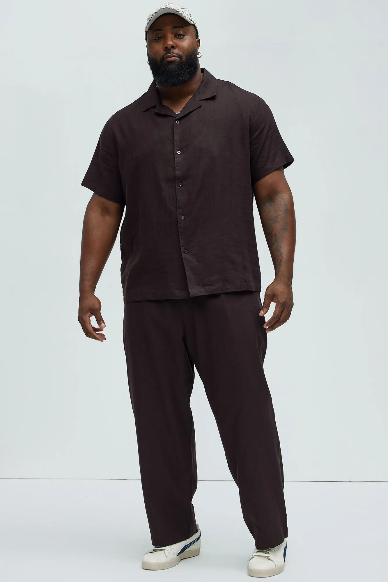 Bahamas Straight Linen Pants - Brown
