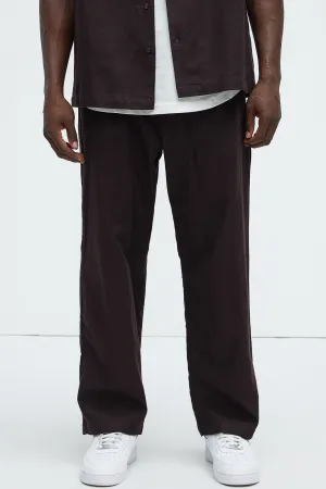 Bahamas Straight Linen Pants - Brown