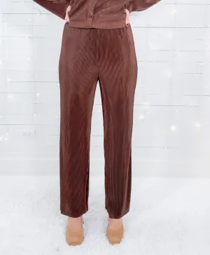 Bernice Chocolate Crinkle Wide Leg Pants