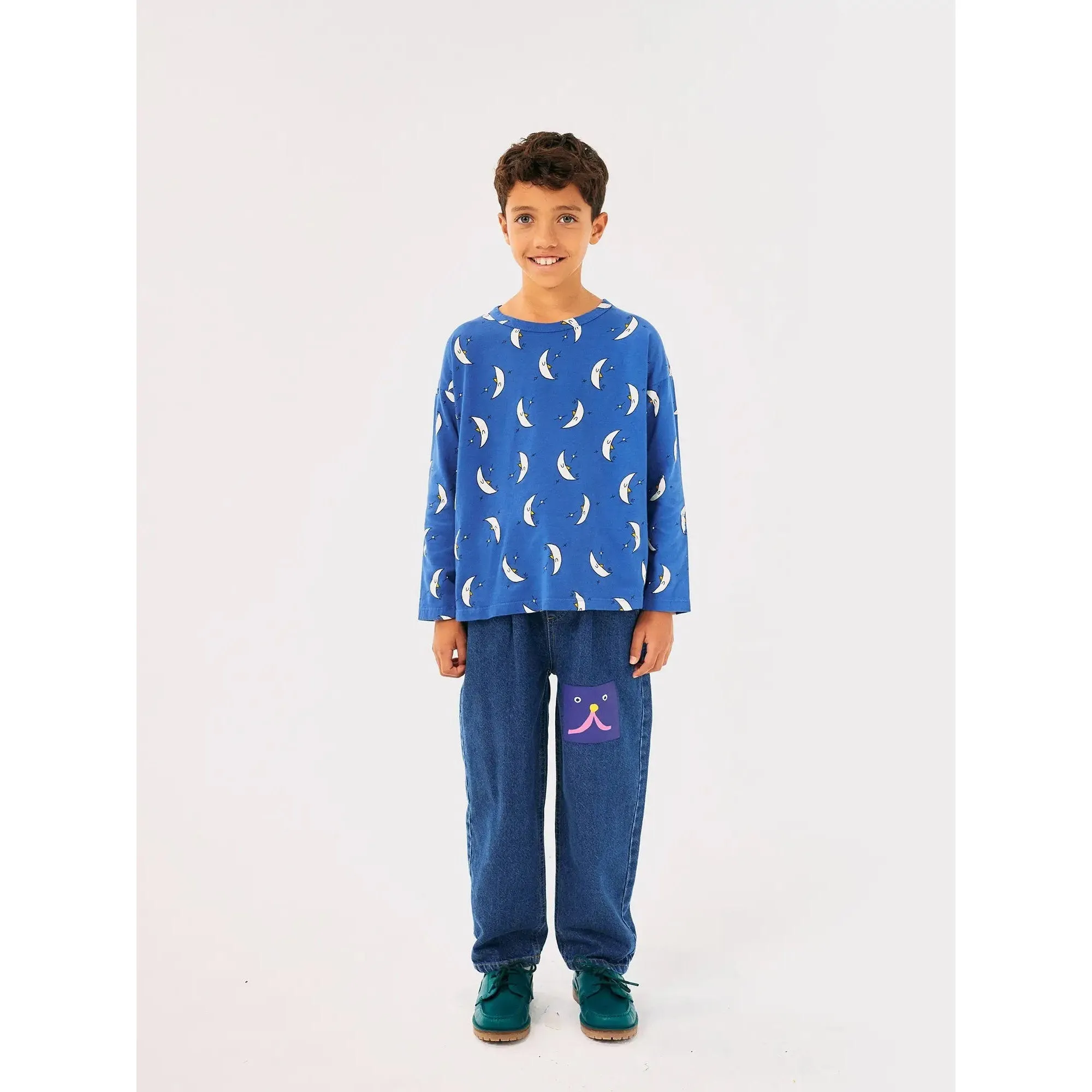 Bobo Choses Funny Face Denim Jogger Pants - Blue