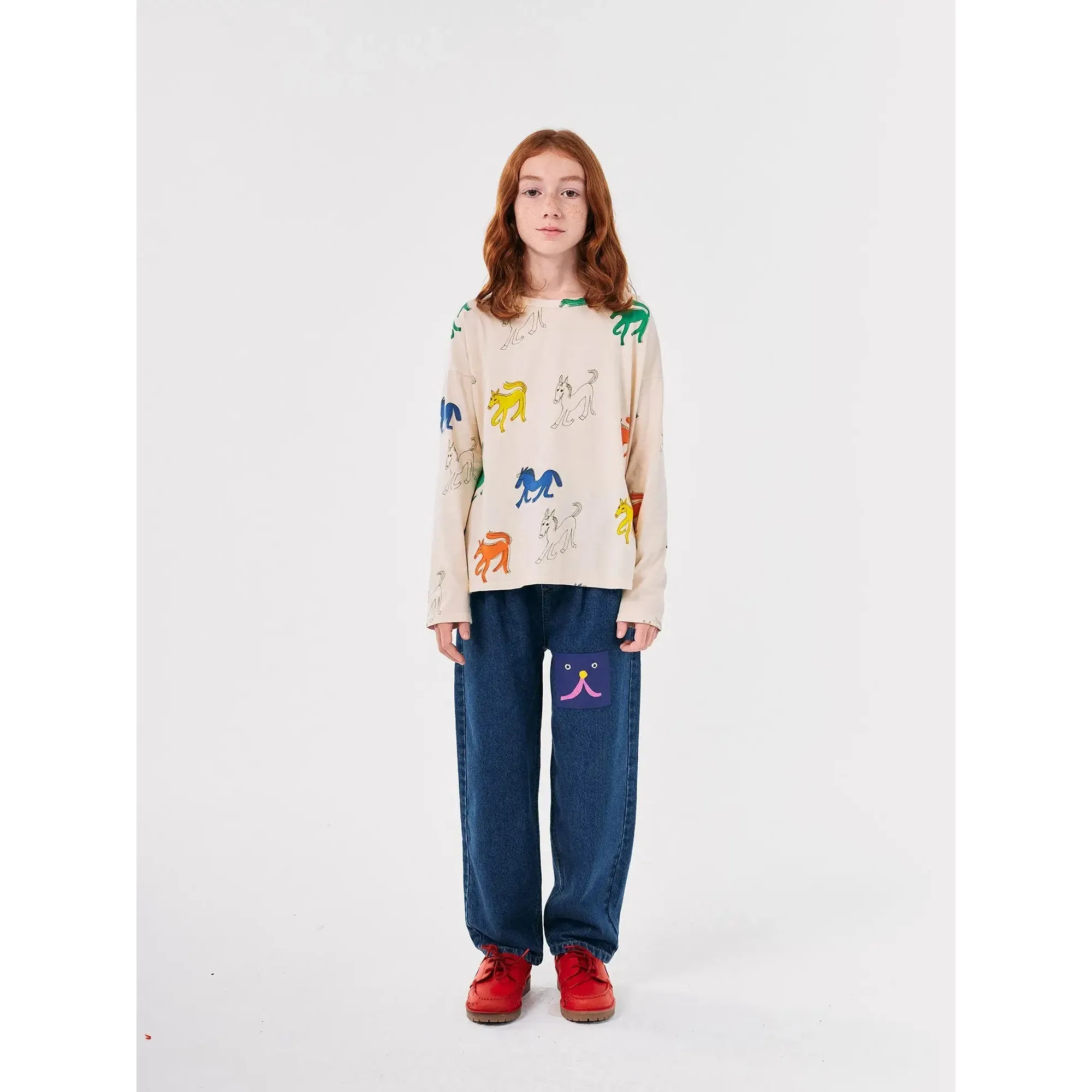 Bobo Choses Funny Face Denim Jogger Pants - Blue