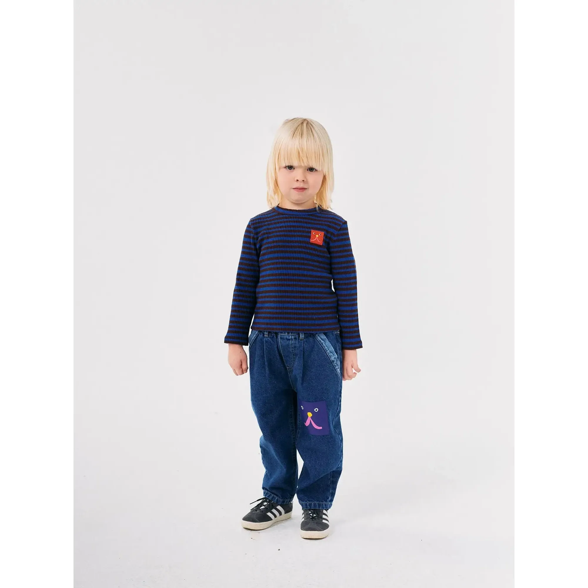 Bobo Choses Funny Face Denim Jogger Pants - Blue