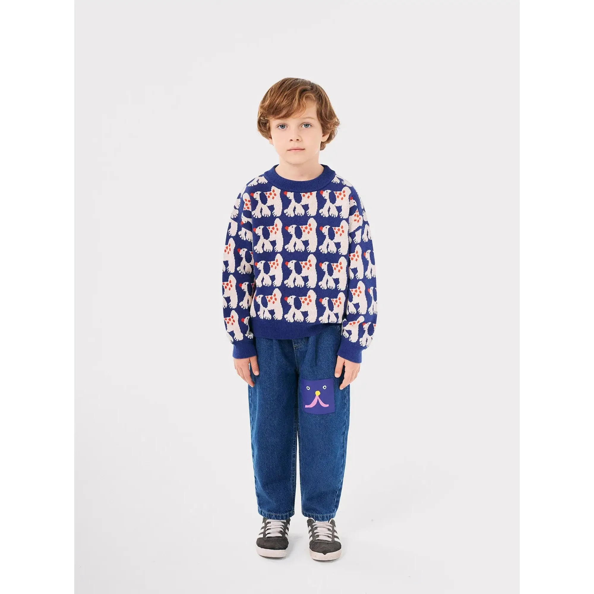 Bobo Choses Funny Face Denim Jogger Pants - Blue
