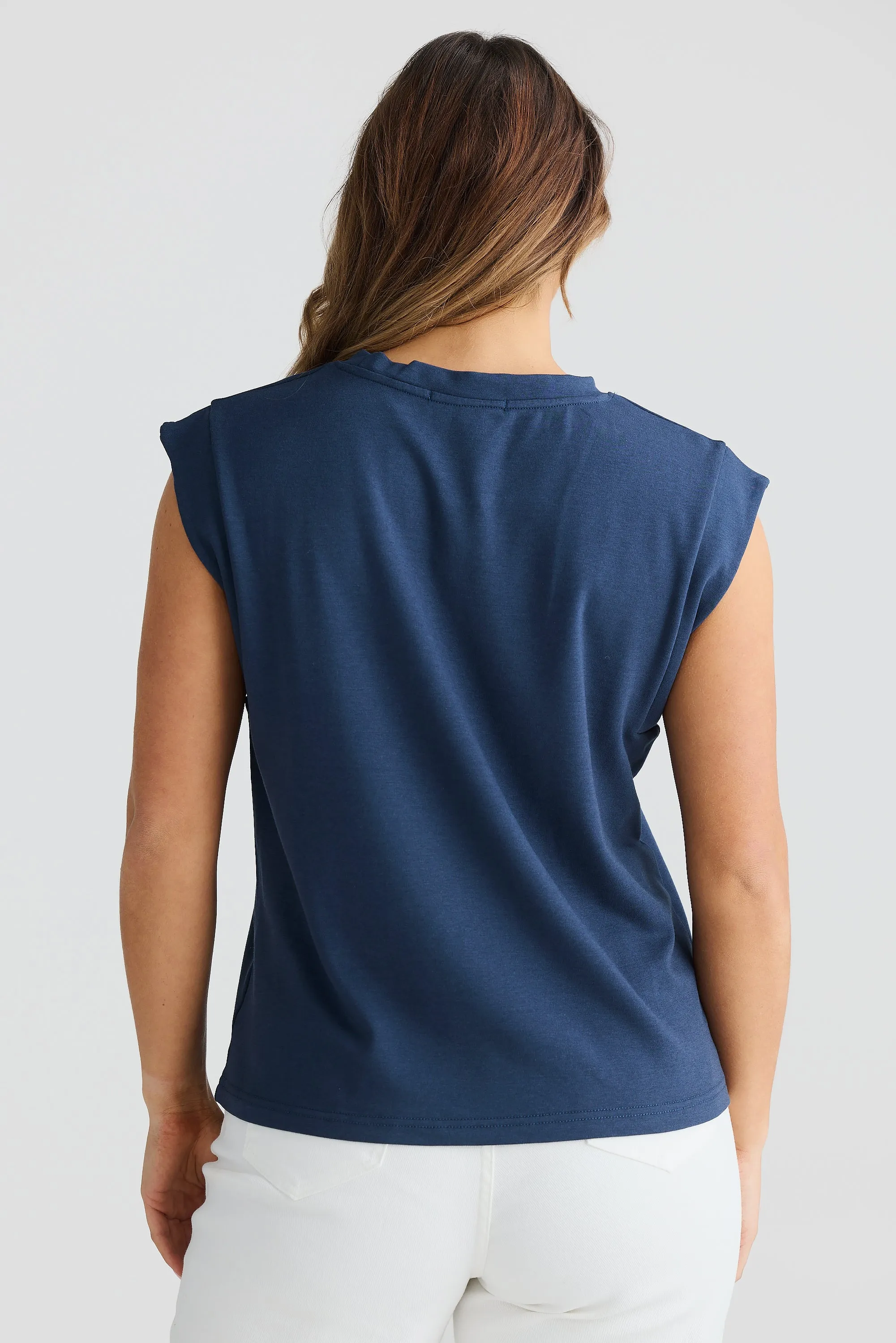 Cap Sleeve Jersey Tank - Navy