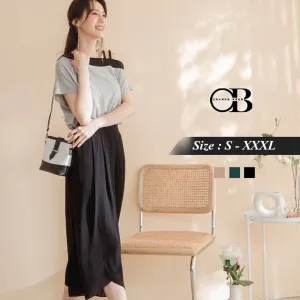 CHIFFON WAIST ELASTIC LOOSE PANTS