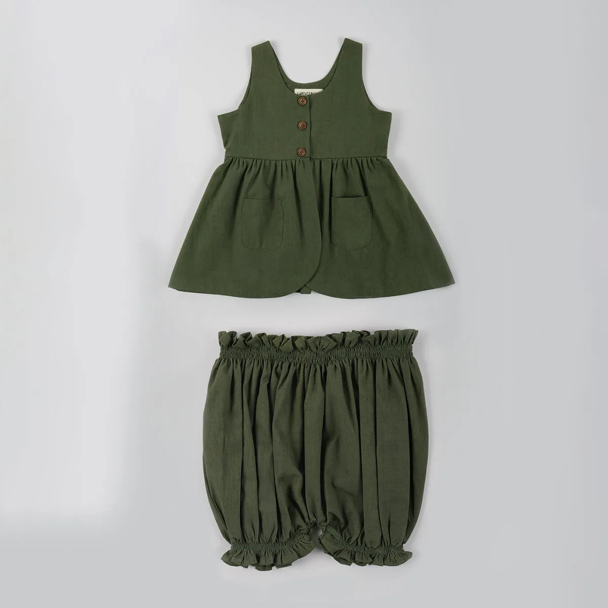 Cotton Dress For Girls | Mossy Meadow | Green