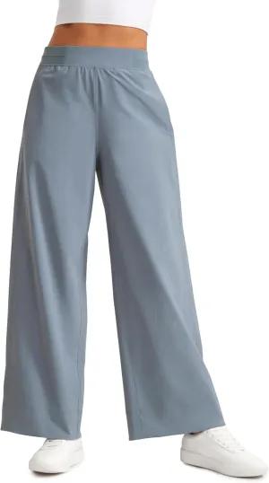 CRZ YOGA Stretch Wide Leg Casual Pants for Women 30" High Waisted Dress Work Water Resistant Travel Trousers