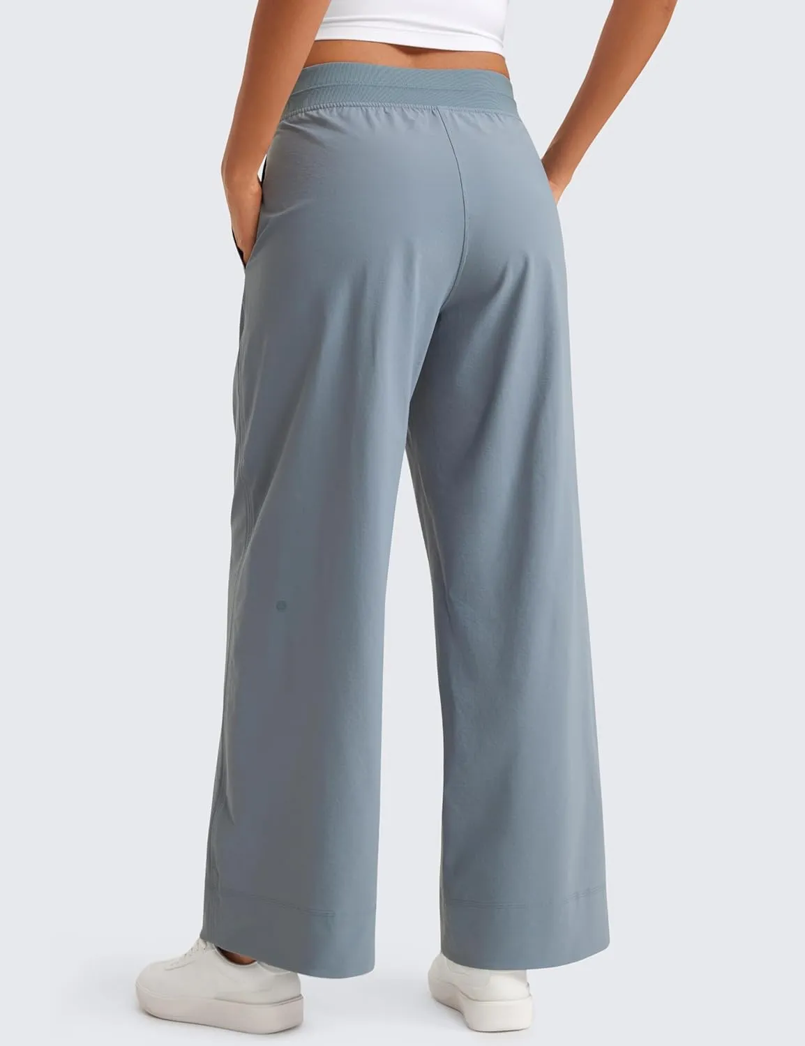 CRZ YOGA Stretch Wide Leg Casual Pants for Women 30" High Waisted Dress Work Water Resistant Travel Trousers