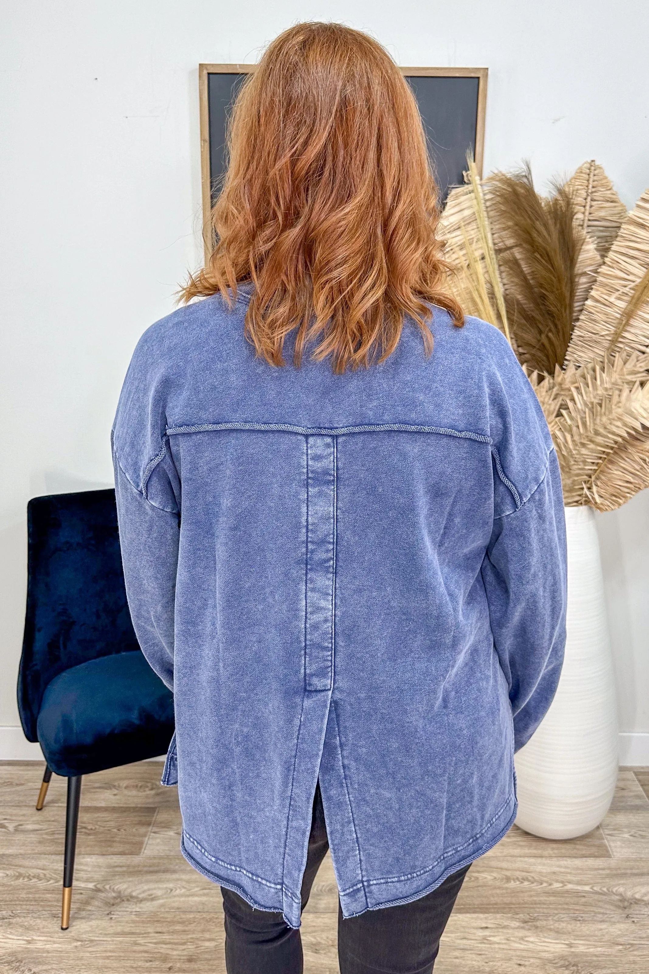 Denim Blue Washed Terry Top
