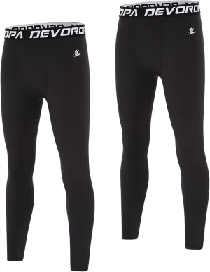 DEVOROPA Boys Leggings Quick Dry Youth Compression Pants Sports Tights Basketball Base Layer Husky/Slim/Regular/Boys