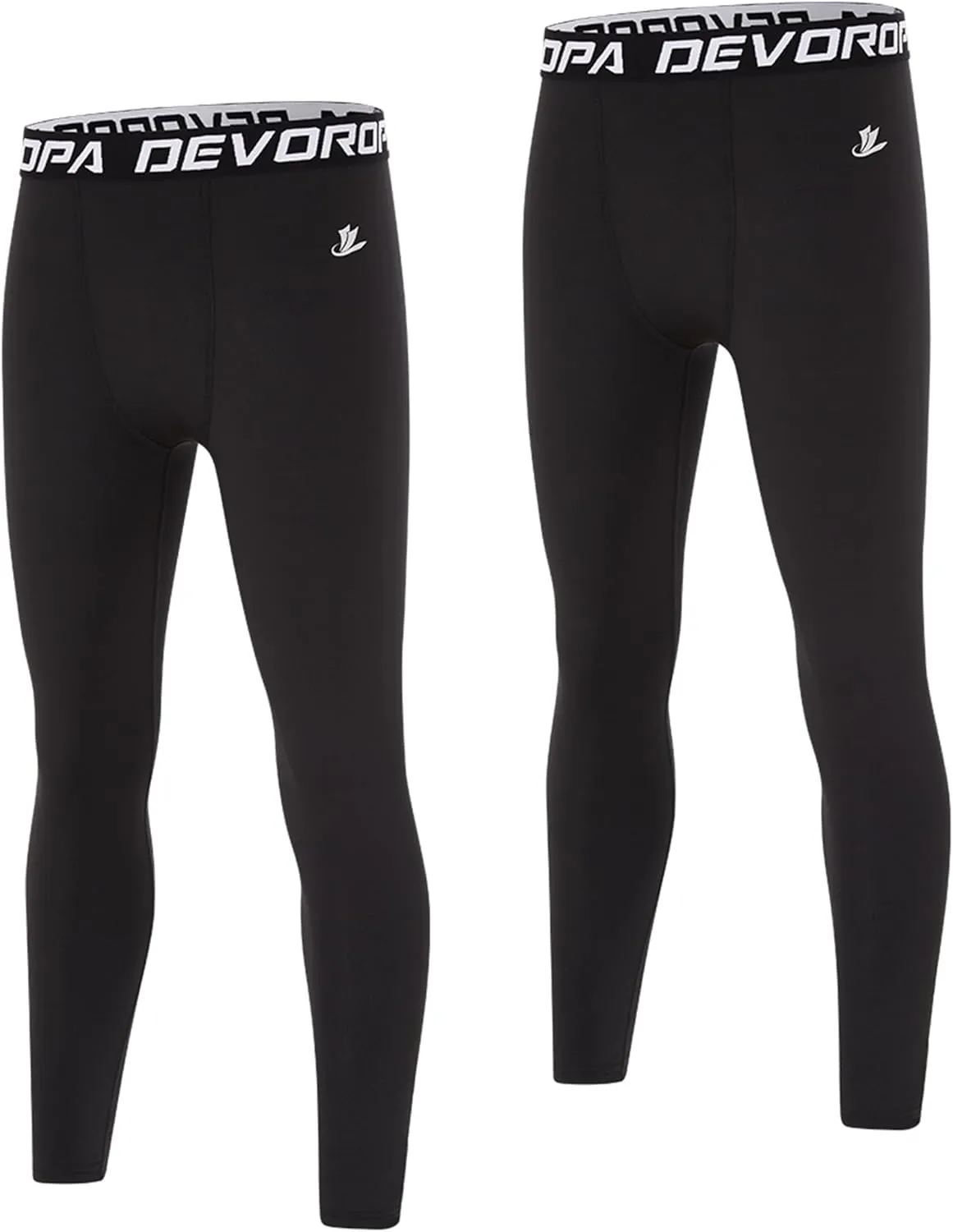 DEVOROPA Boys Leggings Quick Dry Youth Compression Pants Sports Tights Basketball Base Layer Husky/Slim/Regular/Boys