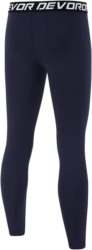 DEVOROPA Boys Leggings Quick Dry Youth Compression Pants Sports Tights Basketball Base Layer Husky/Slim/Regular/Boys