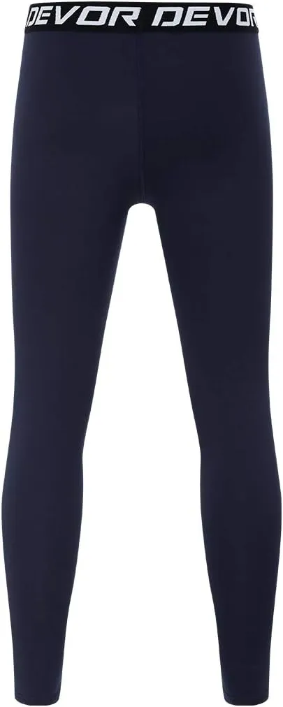 DEVOROPA Boys Leggings Quick Dry Youth Compression Pants Sports Tights Basketball Base Layer Husky/Slim/Regular/Boys