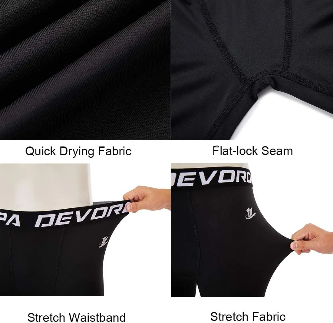 DEVOROPA Boys Leggings Quick Dry Youth Compression Pants Sports Tights Basketball Base Layer Husky/Slim/Regular/Boys