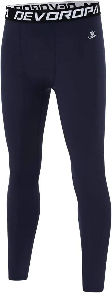 DEVOROPA Boys Leggings Quick Dry Youth Compression Pants Sports Tights Basketball Base Layer Husky/Slim/Regular/Boys
