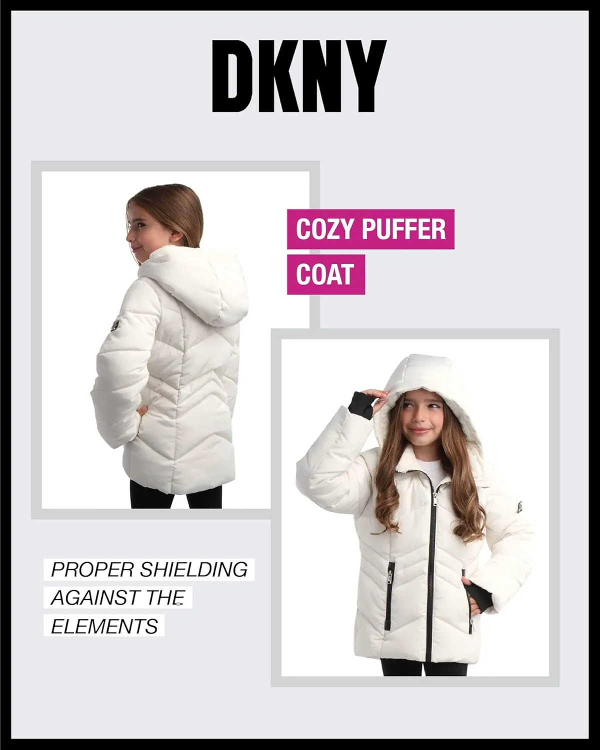 DKNY Girls' Winter Coat - Sherpa Fur Lined Heavyweight Quilted Puffer Parka - Insulated Winter Ski Jacket for Girls (4-16)