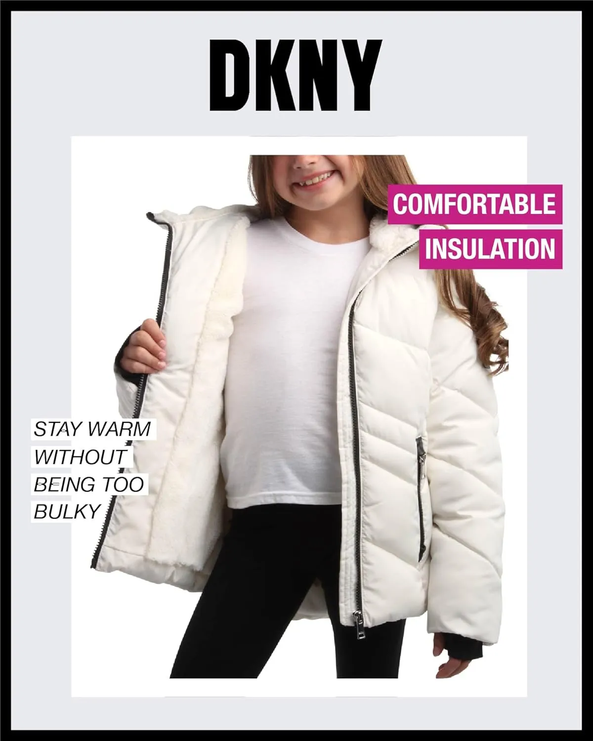 DKNY Girls' Winter Coat - Sherpa Fur Lined Heavyweight Quilted Puffer Parka - Insulated Winter Ski Jacket for Girls (4-16)
