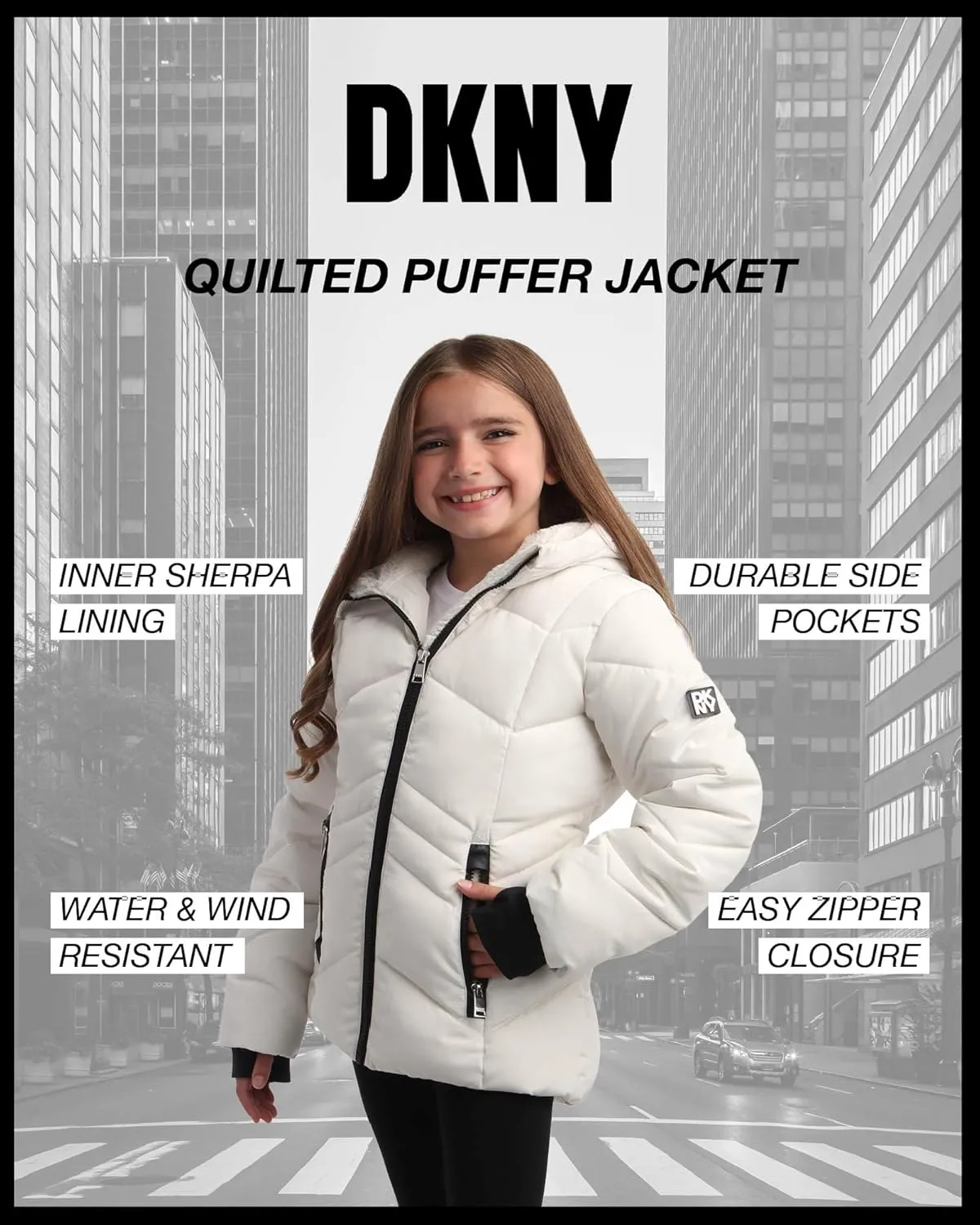 DKNY Girls' Winter Coat - Sherpa Fur Lined Heavyweight Quilted Puffer Parka - Insulated Winter Ski Jacket for Girls (4-16)