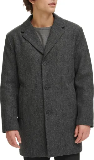 Dockers Men's Henry Wool Blend Top Coat, Herringbone (Without Bib)