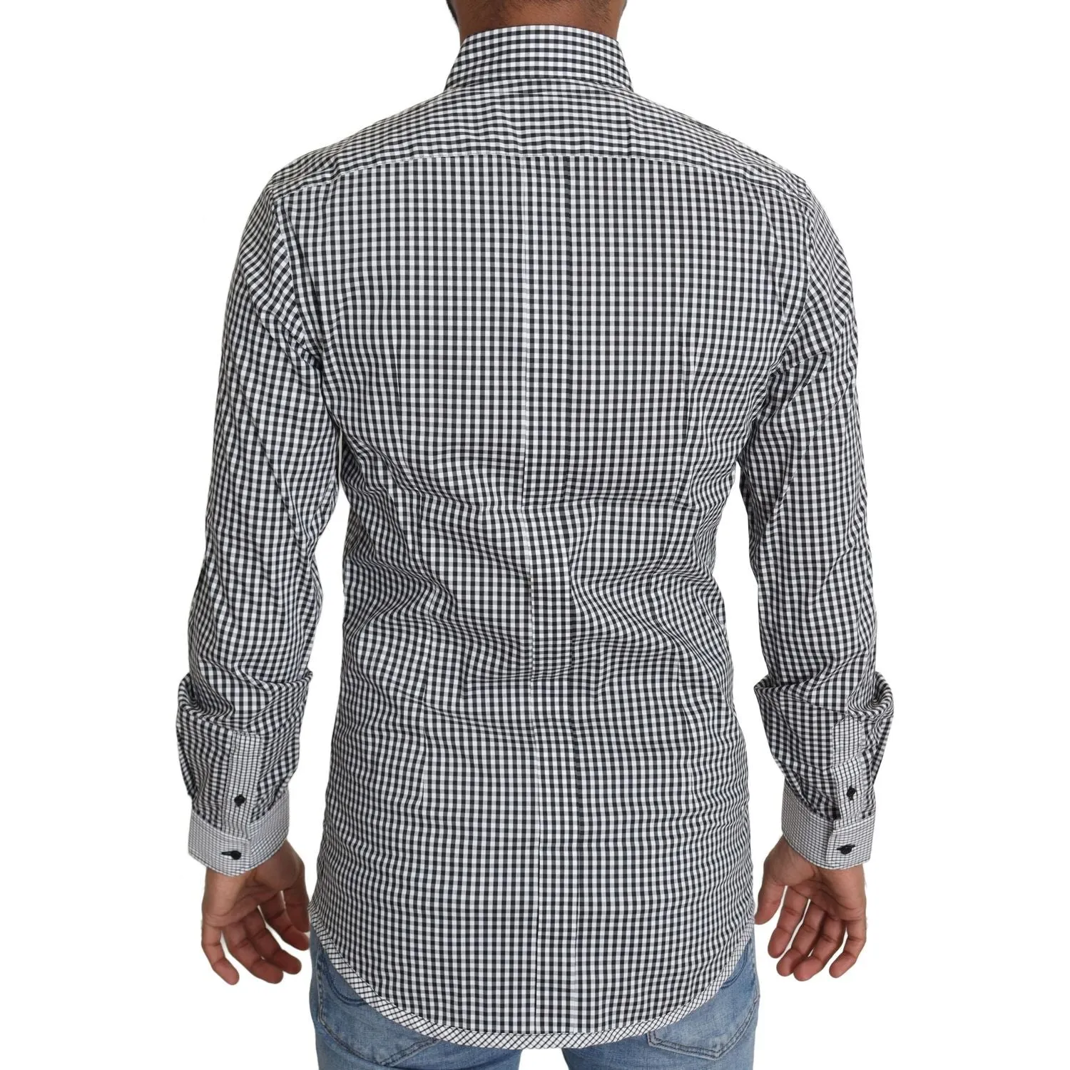 Dolce & Gabbana Elegant Black & White Checkered Gold Casual Shirt