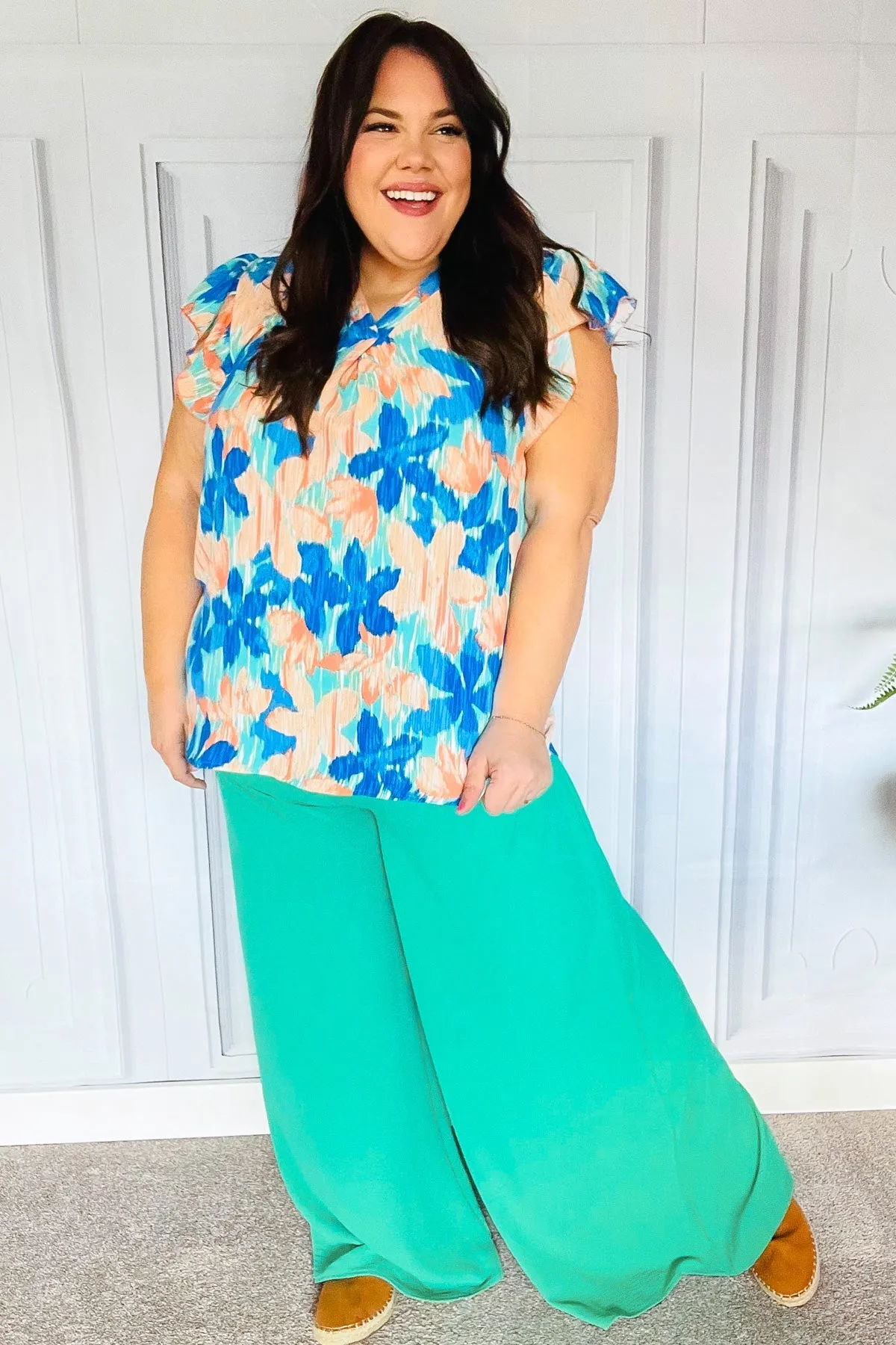 Emerald Smocked Waist Palazzo Pants