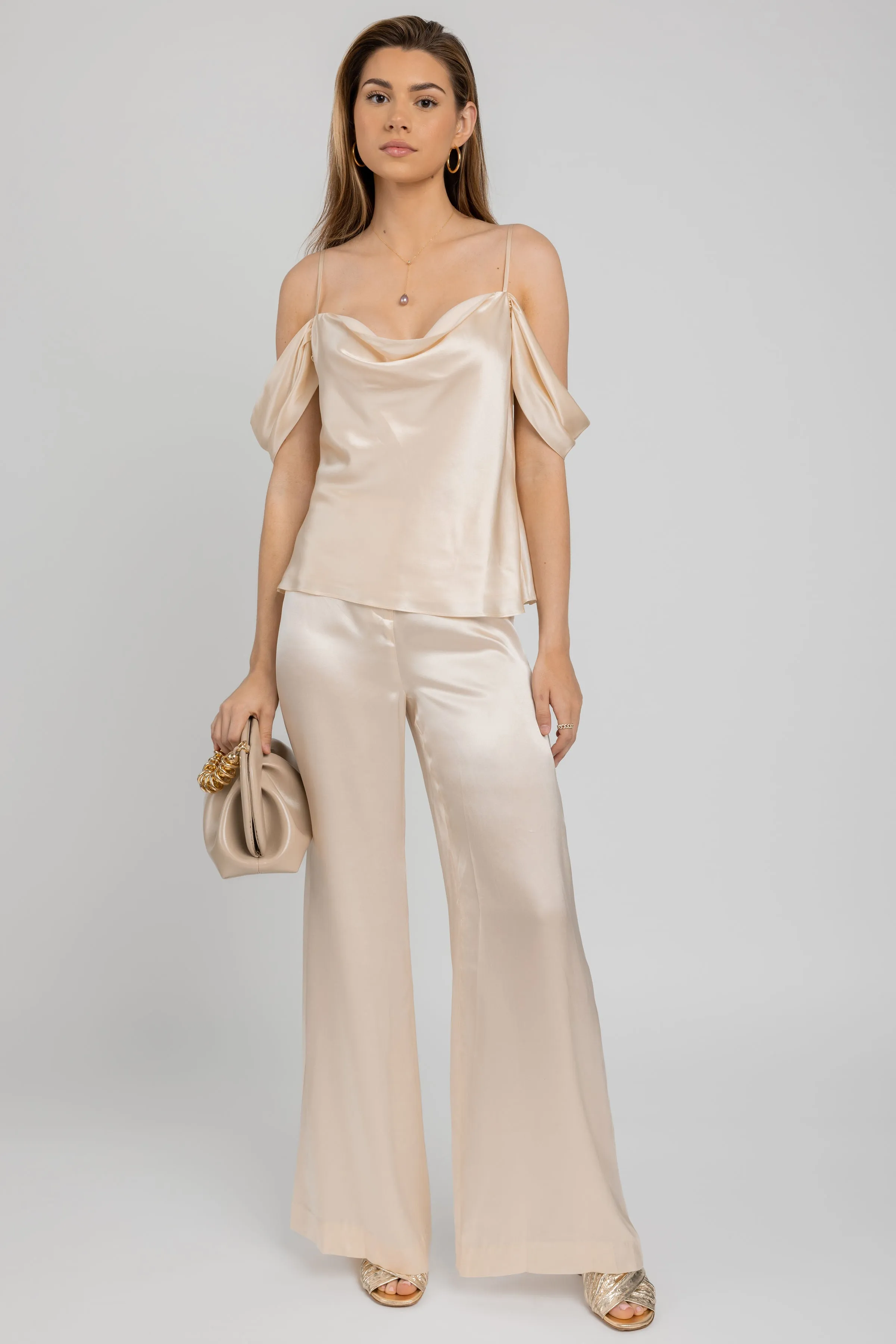 Gavin Wide Leg Pant in Pearl