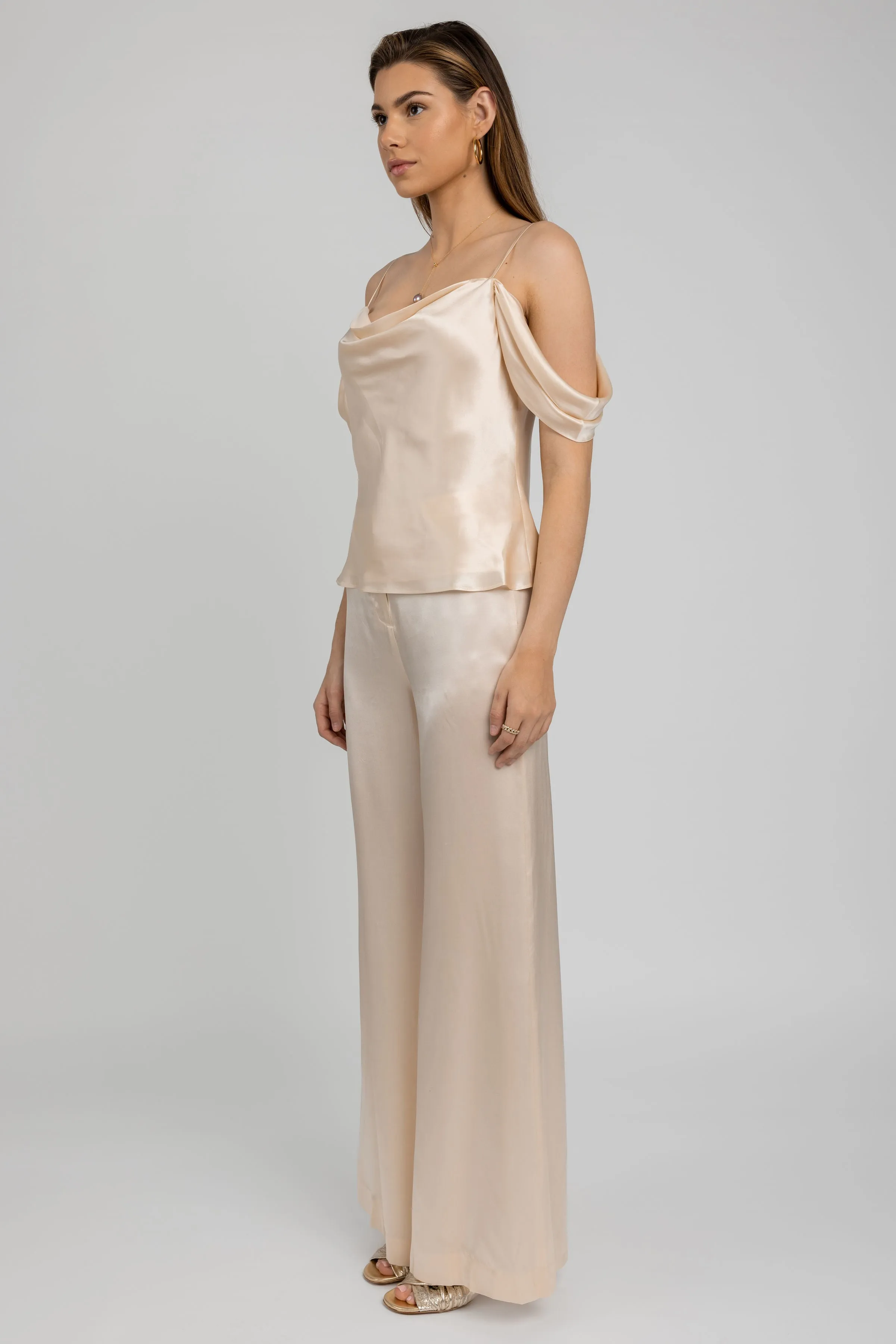 Gavin Wide Leg Pant in Pearl