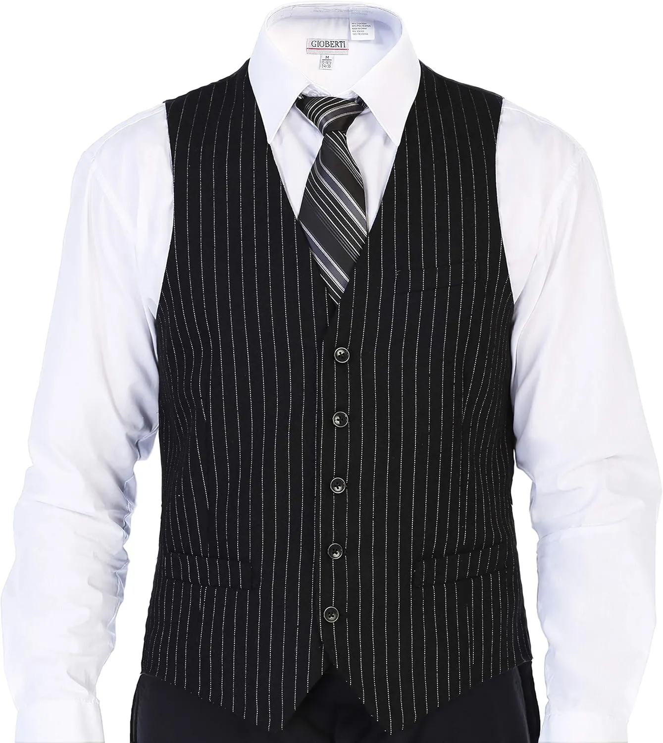 Gioberti Men's 5 Button Formal Wool Blend Tweed Pin Stripe Vest