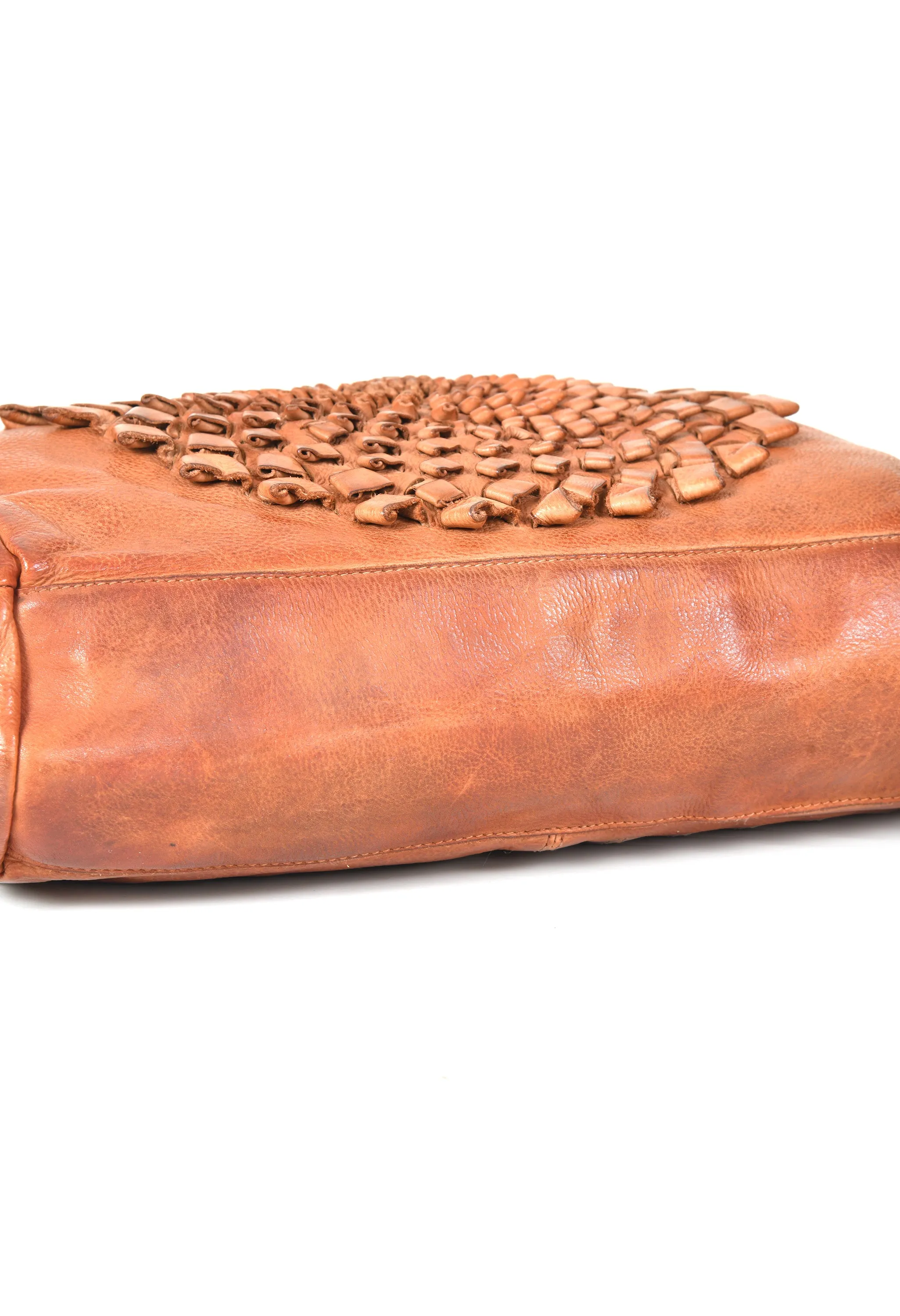 Glory: Art N Vintage Cognac Leather Tote Bag