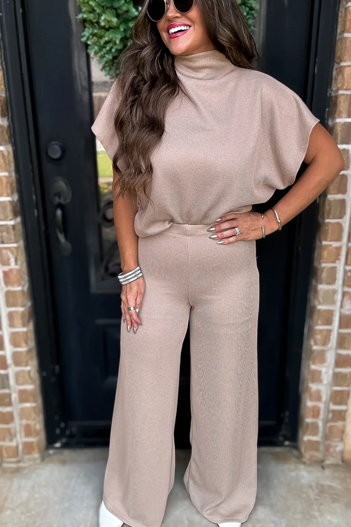Here For It Beige Sweater Pants