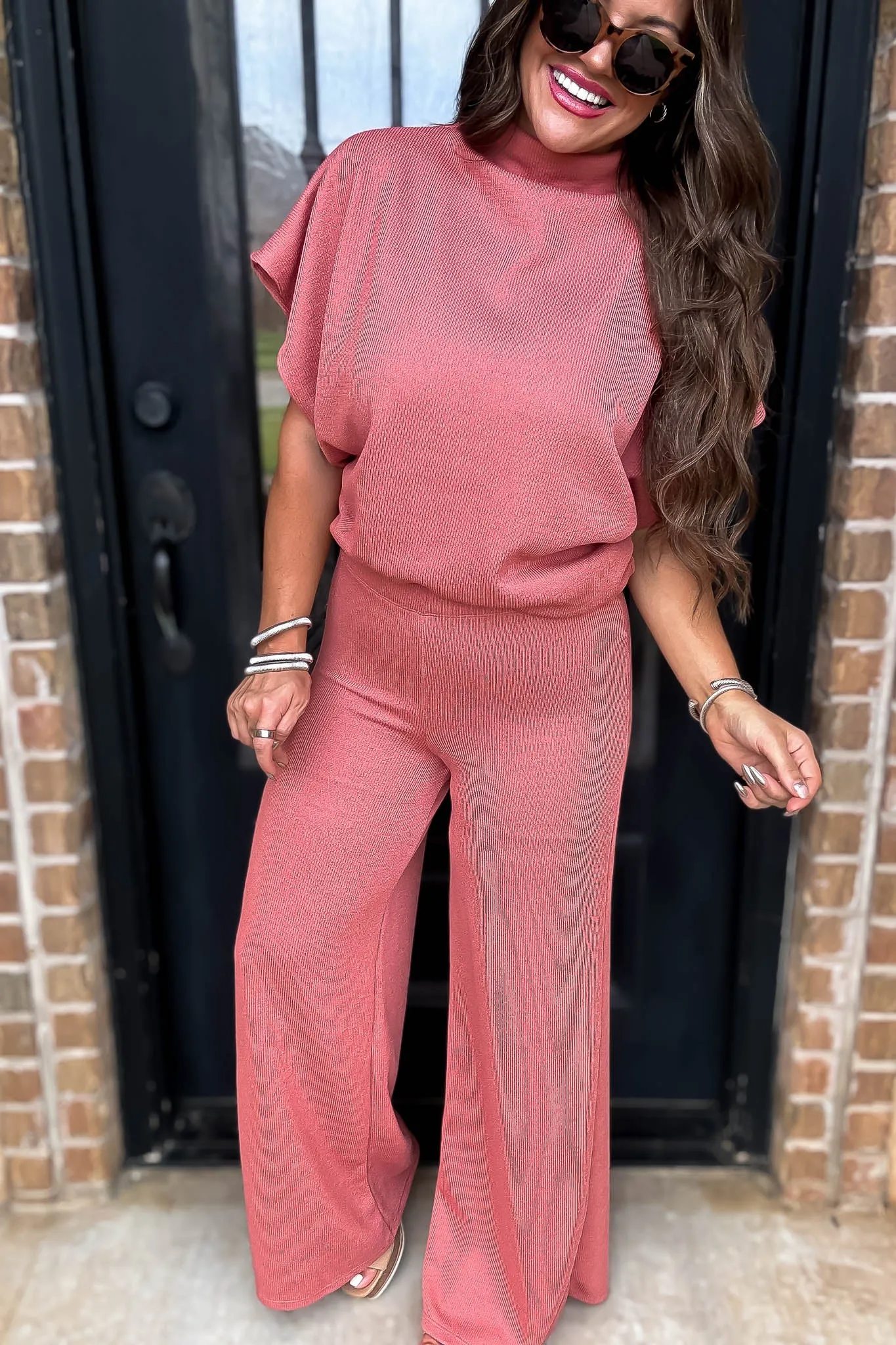 Here For It Salmon Sweater Pants