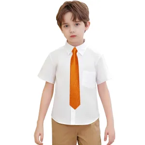 Hi-Tie Burnt Orange Plaid Boys Pre-tied Adjustable Tie Pocket Square
