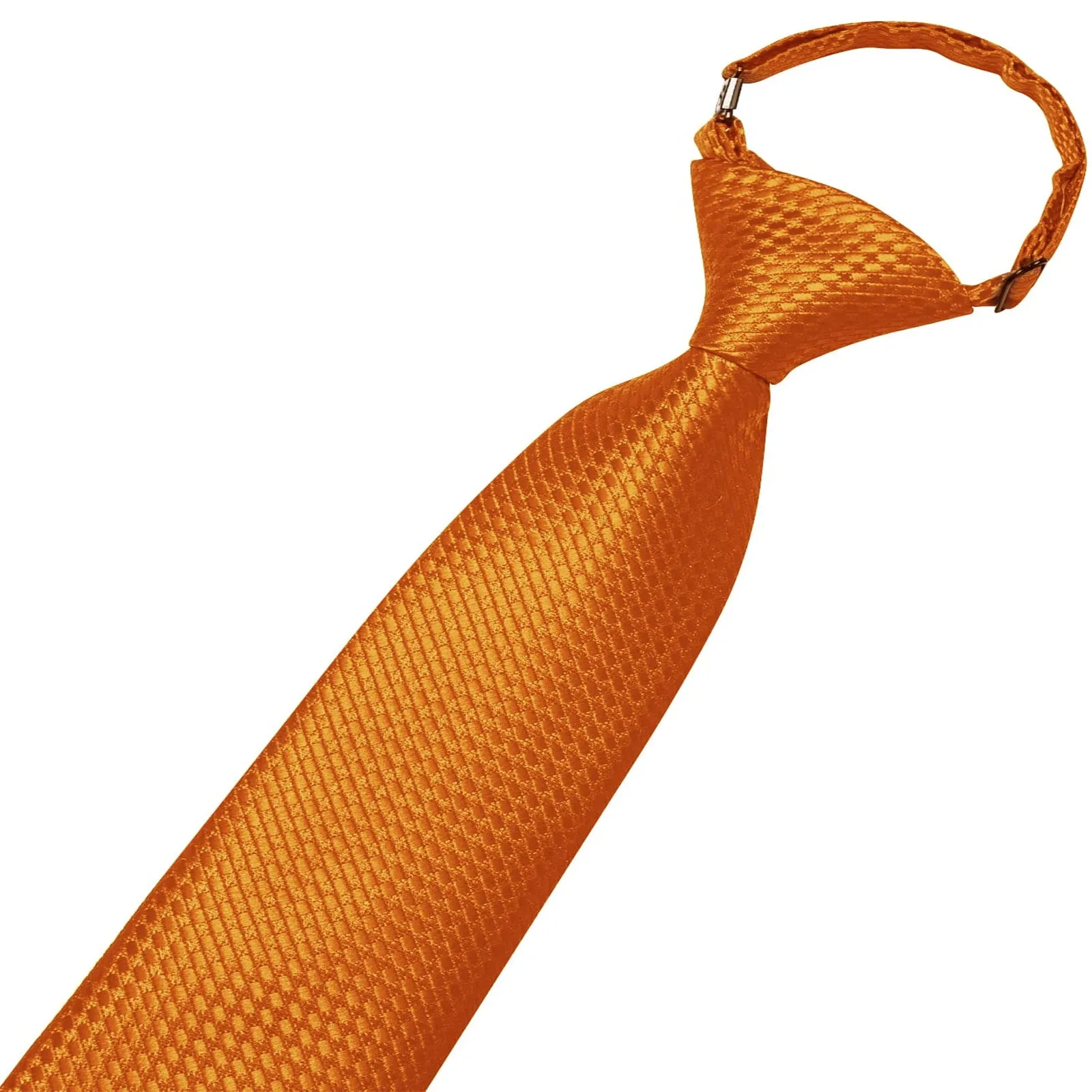 Hi-Tie Burnt Orange Plaid Boys Pre-tied Adjustable Tie Pocket Square
