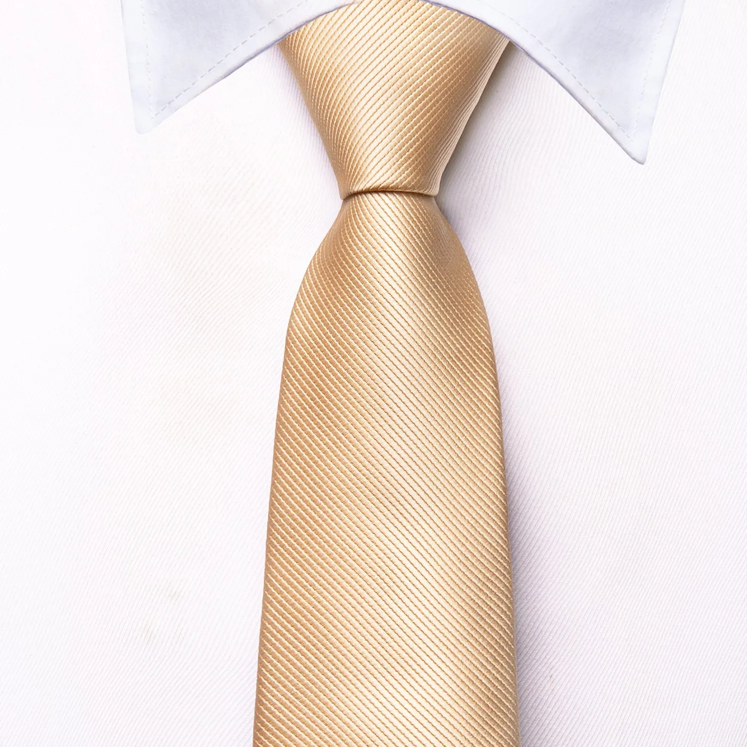 Hi-Tie Champagne Gold Solid Children's Kids Boys Tie Pocket Square 6cm