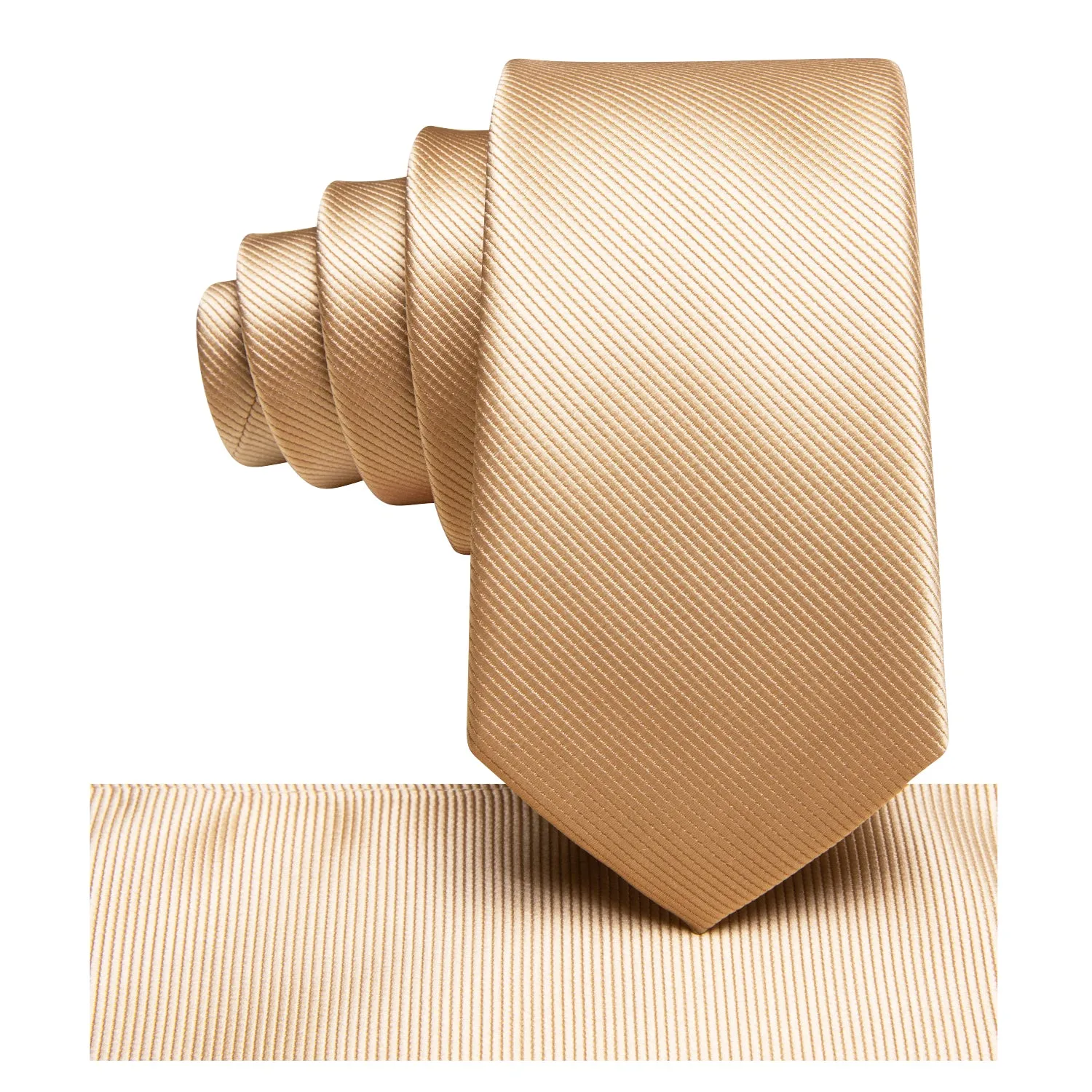 Hi-Tie Champagne Gold Solid Children's Kids Boys Tie Pocket Square 6cm