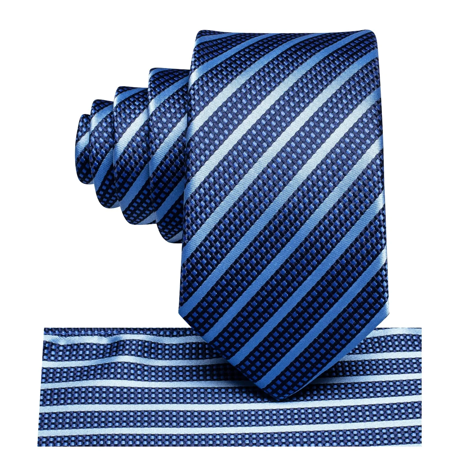 Hi-Tie Classic Blue Striped Children's Kids Boys Tie Pocket Square 6cm