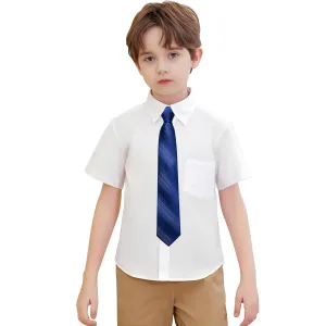 Hi-Tie Dark Slate Blue Boys Necktie Pre-tied Adjustable Tie HankySet