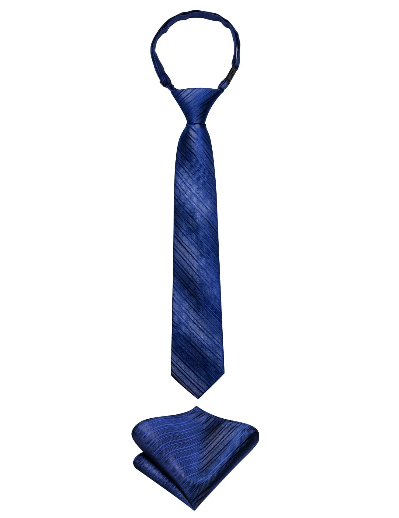 Hi-Tie Dark Slate Blue Boys Necktie Pre-tied Adjustable Tie HankySet