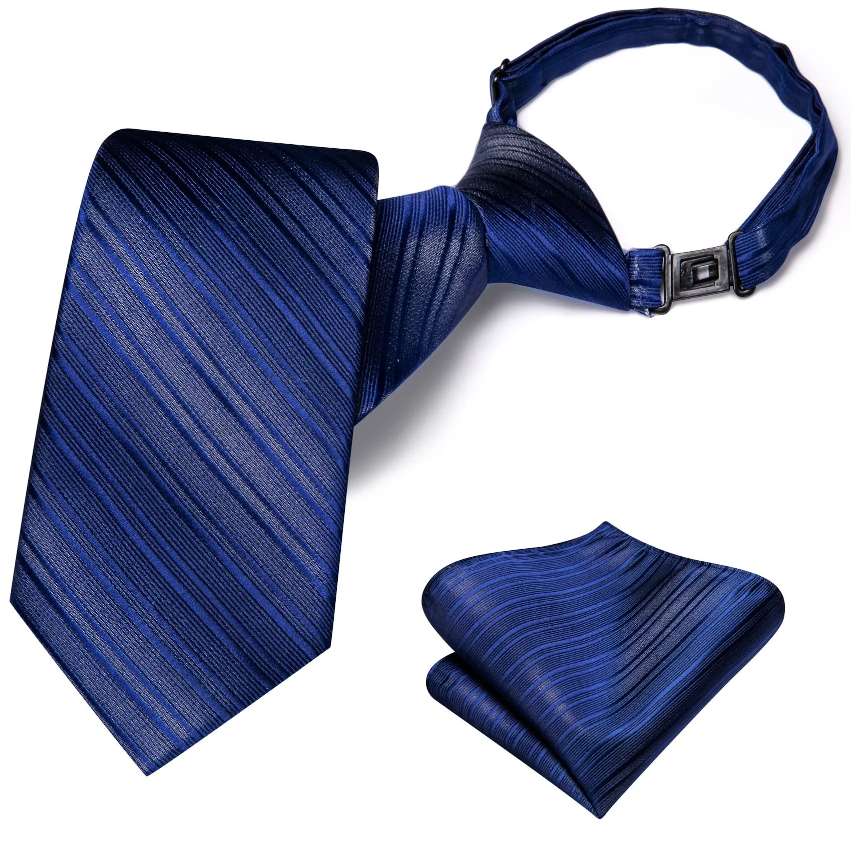 Hi-Tie Dark Slate Blue Boys Necktie Pre-tied Adjustable Tie HankySet