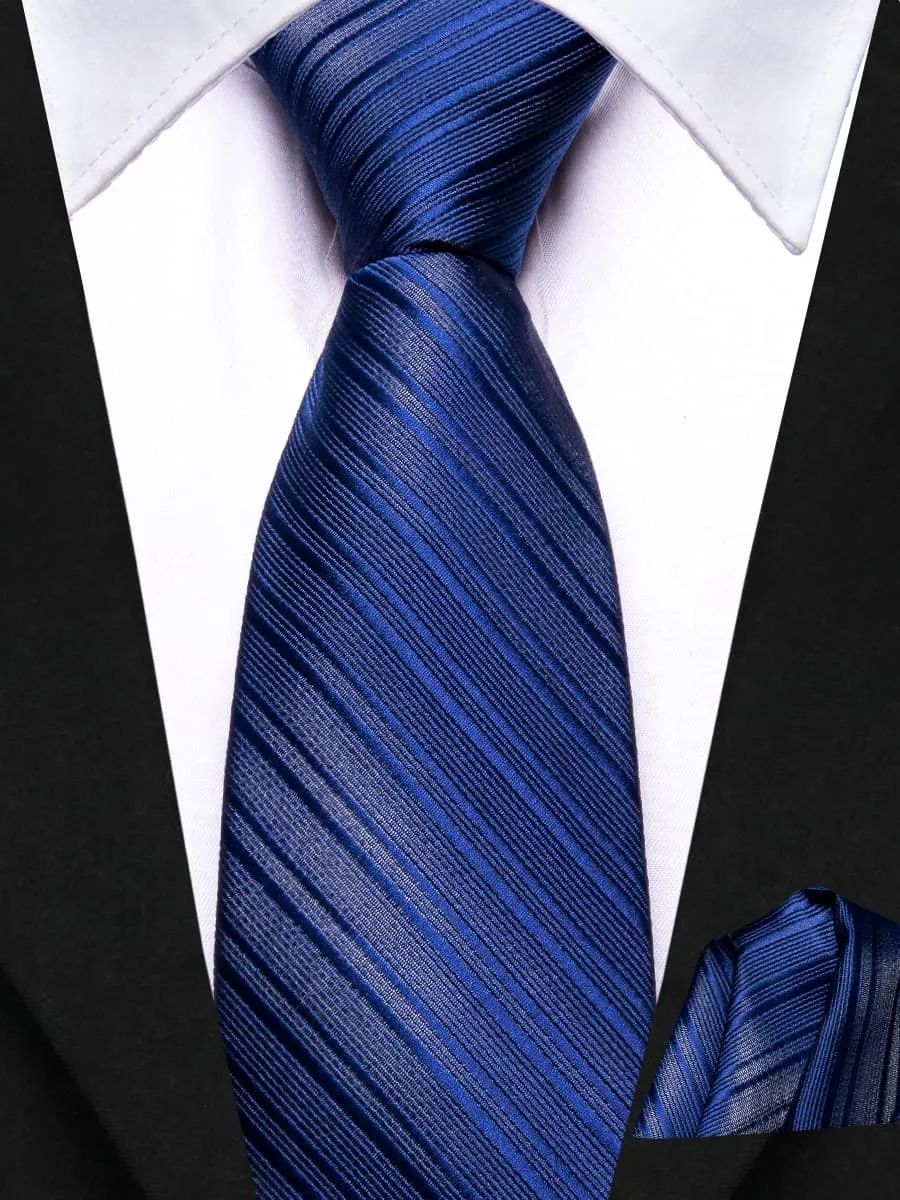 Hi-Tie Dark Slate Blue Boys Necktie Pre-tied Adjustable Tie HankySet