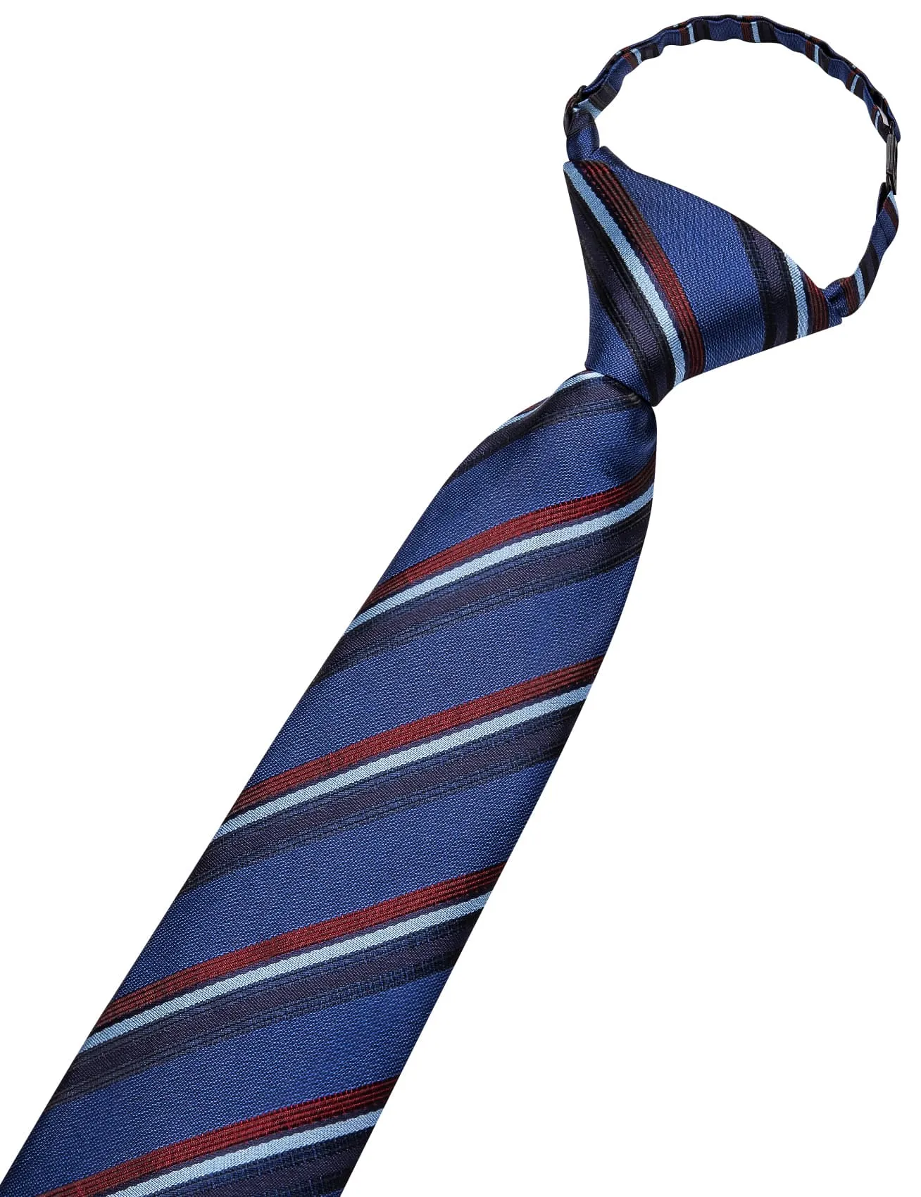 Hi-Tie Royal Blue Boys Necktie Red Stripes Adjustable Tie Hanky Set