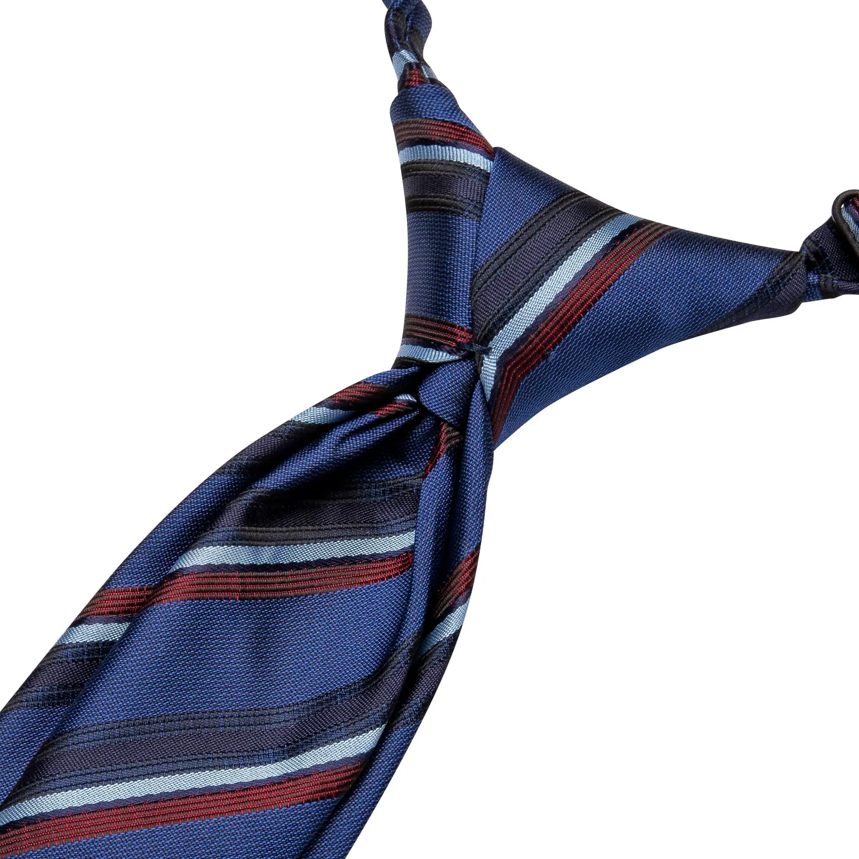 Hi-Tie Royal Blue Boys Necktie Red Stripes Adjustable Tie Hanky Set