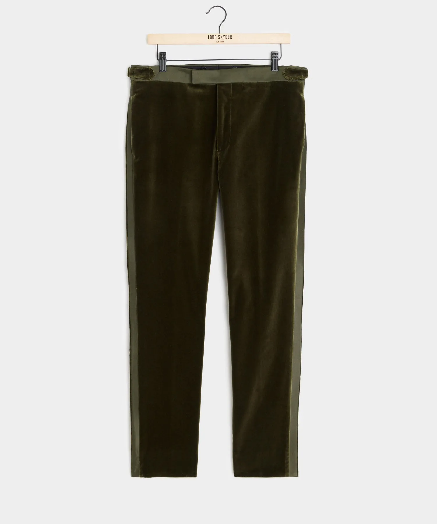Italian Velvet Tuxedo Trouser in Olive
