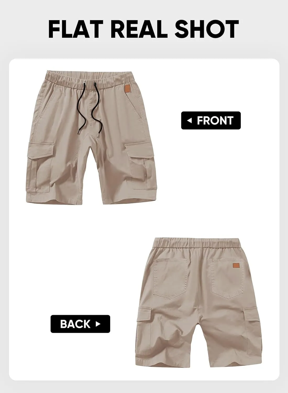 JMIERR Mens Casual Cargo Shorts - Cotton Drawstring Stretch Summer Beach Shorts Twill Chino Short with 6 Pockets
