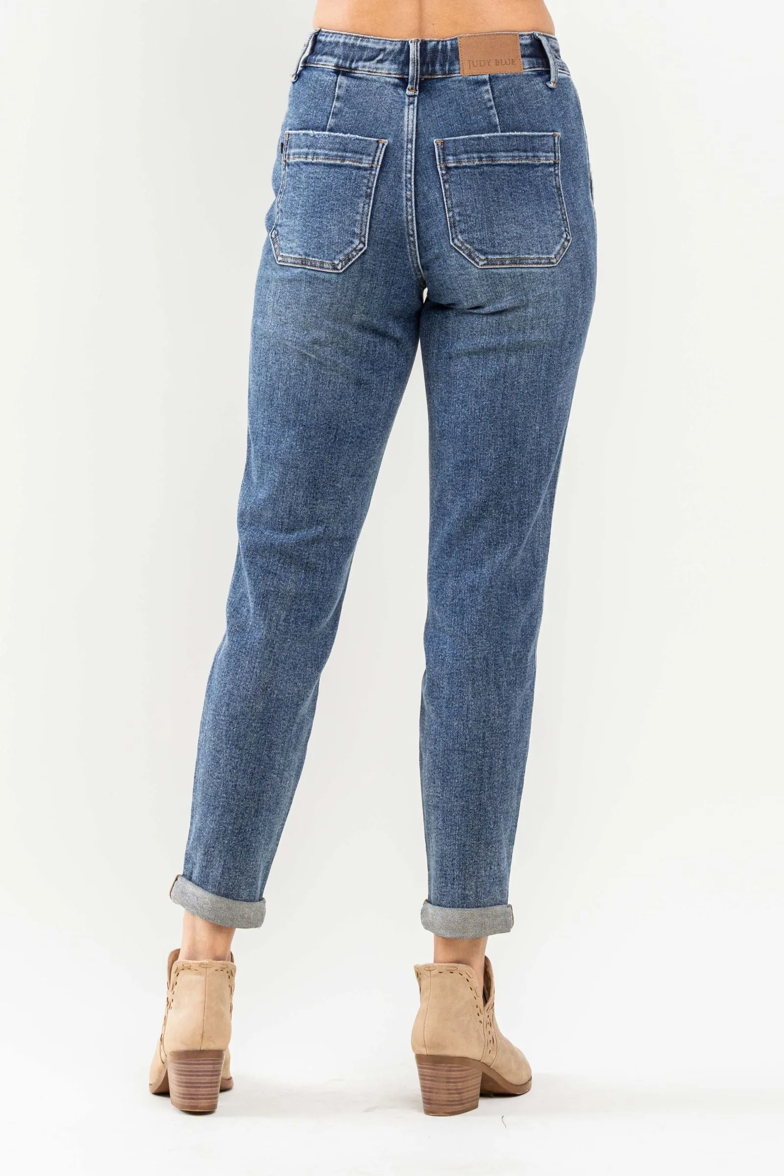 Judy Blue High Waist Elastic Drawstring Cuffed Jogger Denim 88779